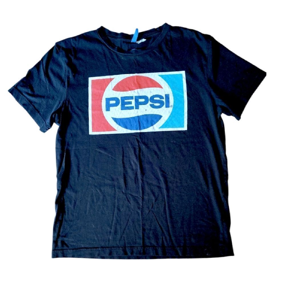 Y2K Faded Pepsi Logo Black Short Sleeve TShirt Women's‎ Small